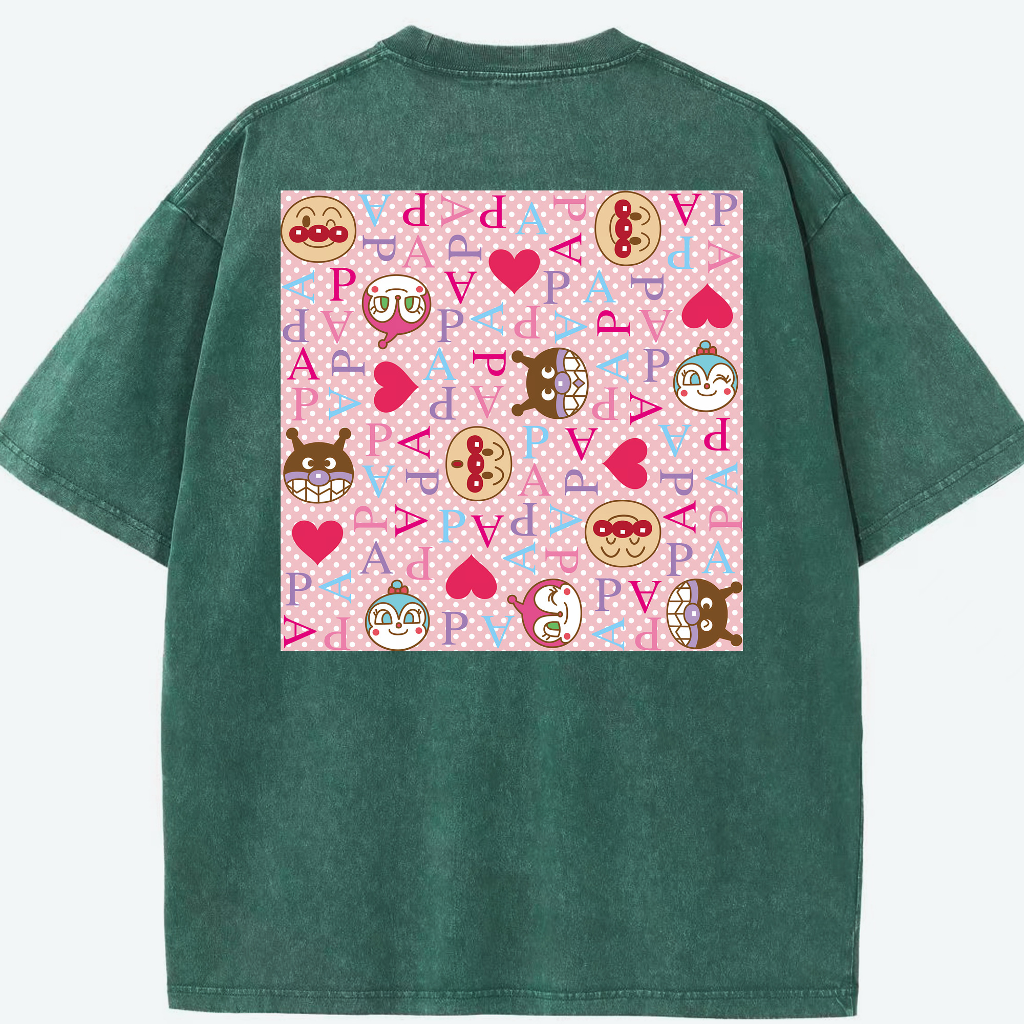 （画像用） アンパンマン Anpanman 綿100% ヴィンテージ風 半袖Tシャツ（背面プリント）